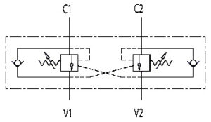 Hydraulic scheme - Double Counterbalance valves for open center